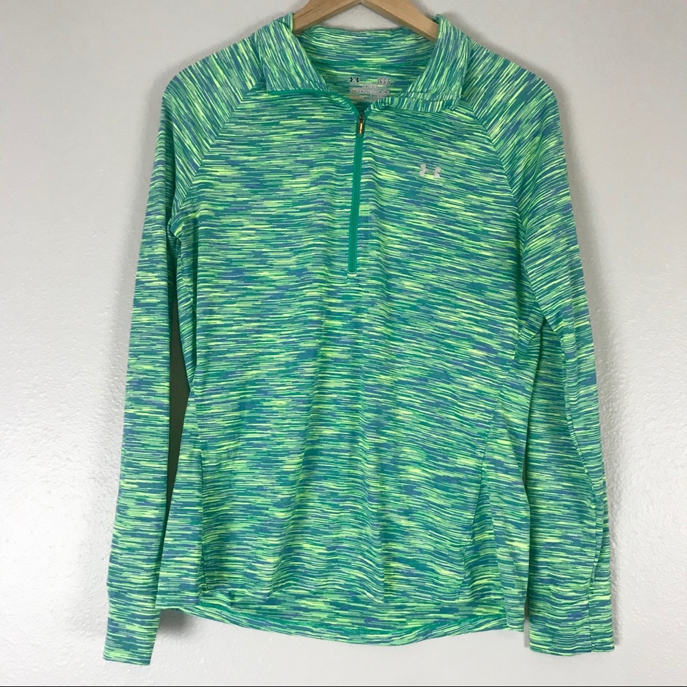 Under Armour Green/Blue Heathered Quarter Zip L